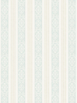 Spring Stripe Wallpaper In Dusty Blue From The Spring Garden Collection By Wallquest