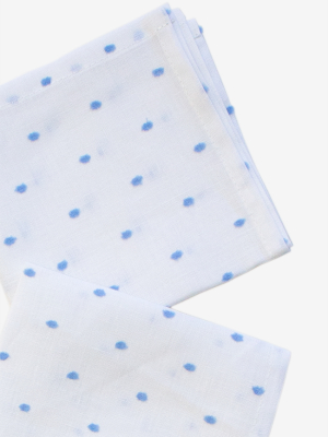 Small Blue Tufts Linen Napkins - Set Of 4