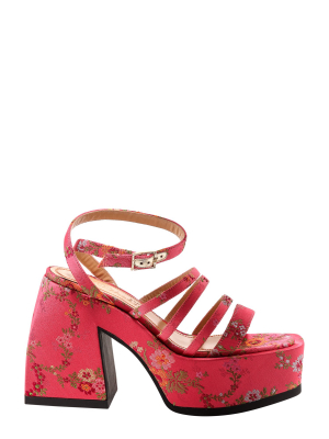 Nodaleto Floral Print Ankle-strap Sandals