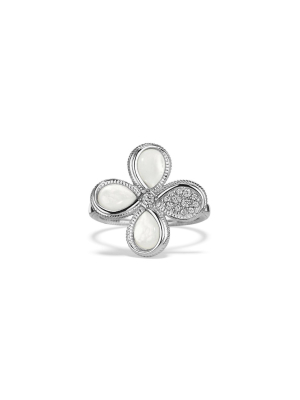 Jardin Flower Ring With Mother Of Pearl And Diamonds