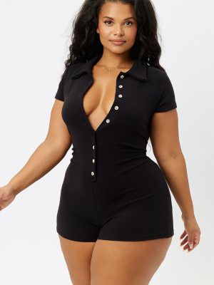 Rose Terry Romper - Black