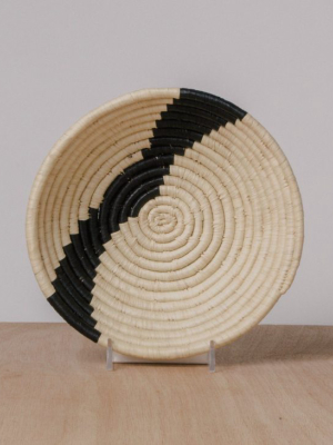 Striped Black + Natural Small Raffia Bowl