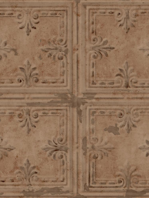 Tin Tile Peel & Stick Wallpaper In Copper By Roommates For York Wallcoverings
