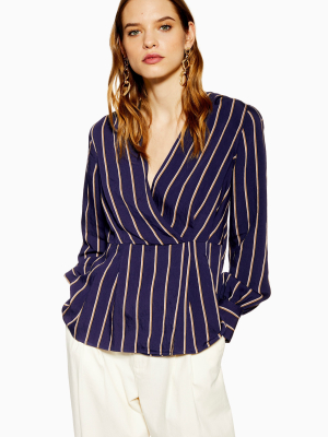 Stripe Plunge Wrap Top