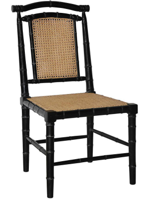 Noir Colonial Bamboo Hand Rubbd Black Side Chair