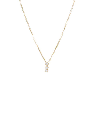 14k 3 Vertical Prong Diamond Necklace