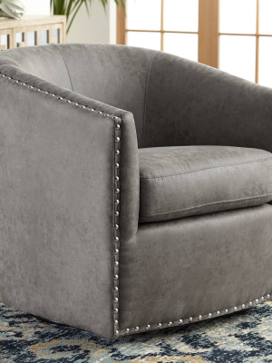 Studio 55d Fullerton Gray Swivel Accent Chair