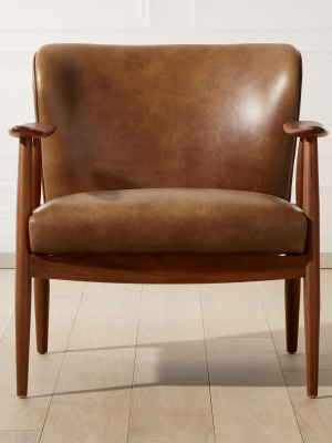 Troubadour Saddle Leather Wood Frame Chair