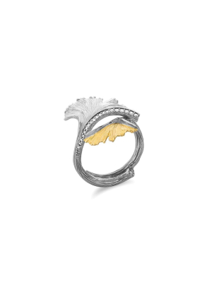 Butterfly Ginkgo Ring With Diamonds