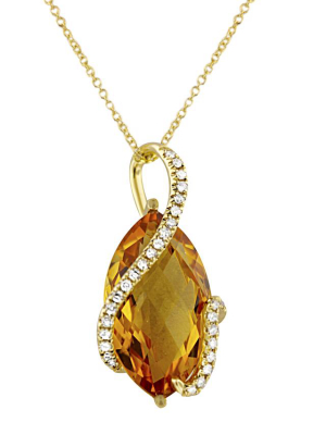 Effy Sunset 14k Yellow Gold Citrine And Diamond Pendant, 8.69 Tcw