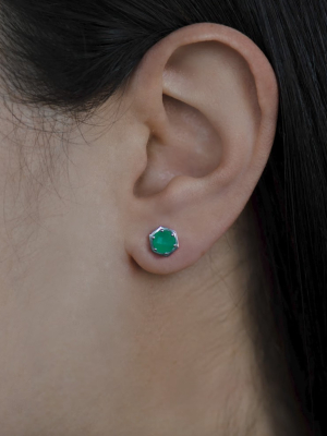 Emerald Mini Bolt Stud Earrings