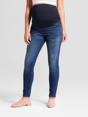 Maternity Crossover Panel Skinny Jeans - Isabel Maternity By Ingrid & Isabel™ Dark Wash