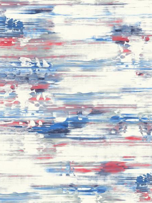 Watercolor Brushstrokes Wallpaper In Reds And Blues From The L'atelier De Paris Collection By Seabrook