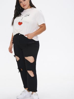 Plus Size Distressed Mom Jeans