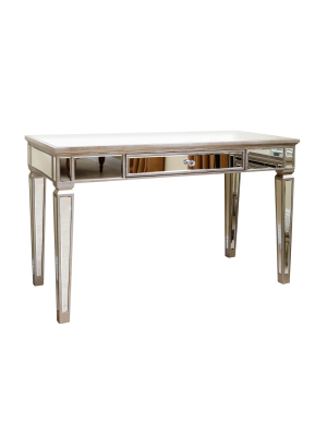 Ofelia Mirrored Desk Silver - Abbyson Living