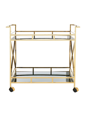 Kehlani 2 Shelf Bar Cart Jade/gold - Safavieh