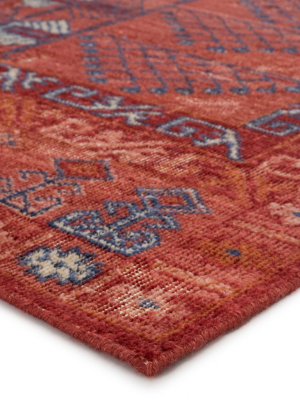 Montreal Hand-knotted Tribal Red & Blue Area Rug