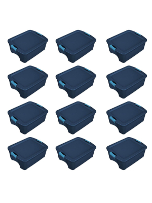 Sterilite 12 Gallon Latch And Carry Storage Tote, True Blue | 14447406 (12 Pack)