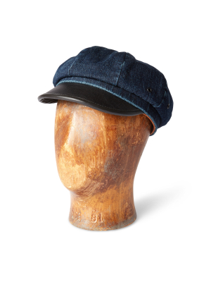 Leather-denim Motorcycle Cap