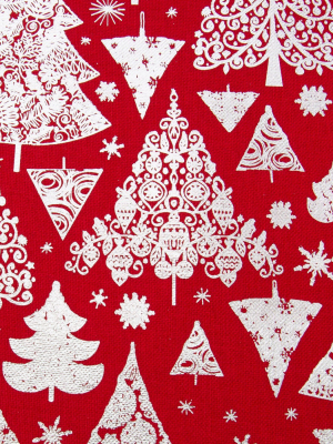 16.5"x16.5" Metallic Christmas Trees Square Throw Pillow Red - Pillow Perfect