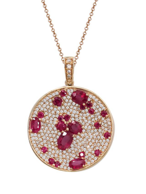 Effy Gemma 14k Rose Gold Natural Ruby And Diamond Pendant, 4.19 Tcw