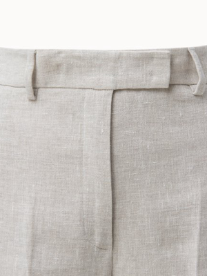 Cropped Linen Crêpe Double Face Pants