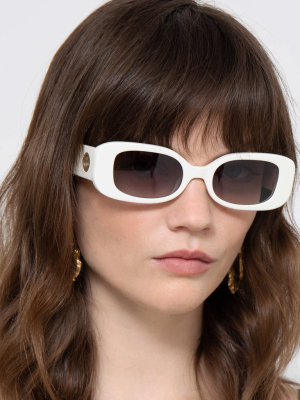 Lola Rectangular Sunglasses In White