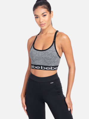 Bebe Sport Contrast Key Hole Back Sport Bra