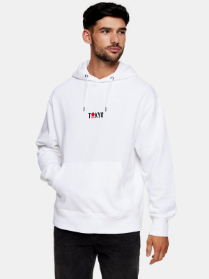 Tokyo Print Hoodie In White