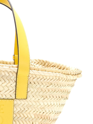 Basket Leather-trimmed Raffia Bag
