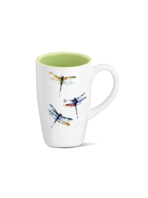 Demdaco Dragonflies Latte Mug 20 Ounce - Green