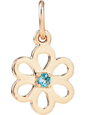 Birth Jewel Flower Charm With Blue Zircon