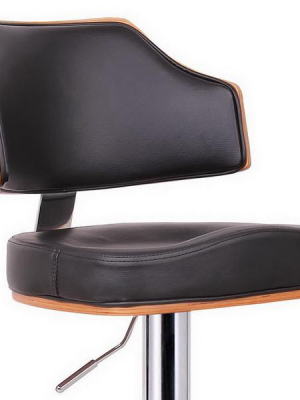 Cabell Walnut & Black Modern Bar Stool