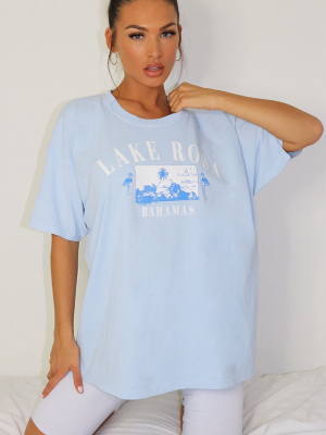 Blue Lake Rosa Logo Oversized Washed T Shirt