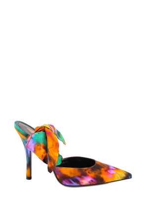 The Attico Printed Satin Slingback Pumps