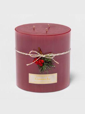 6" X 6" 3-wick Ribbed Pillar Cinnamon Joy Candle - Threshold™