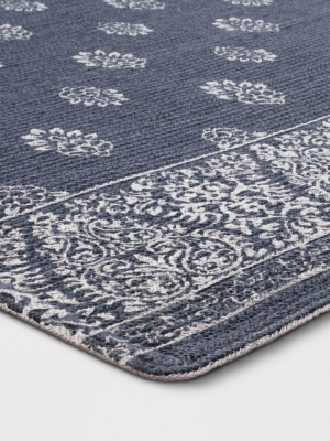 2'6"x4'30"x48" Block Print Braided Accent Rug Gray - Threshold™