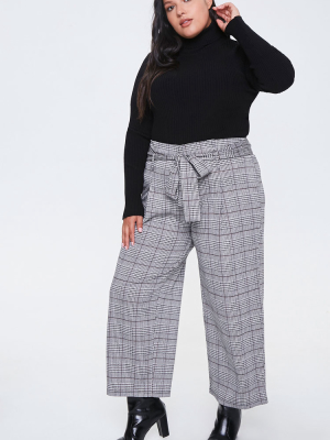 Plus Size Plaid Ankle Pants