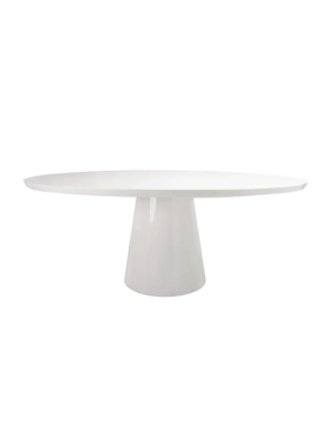 Oval White Lacquer Dining Table