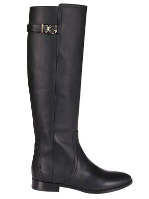 Dolce & Gabbana Logo Plaque Knee-high Boots