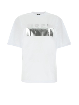 Msgm Metallic Logo Printed T-shirt