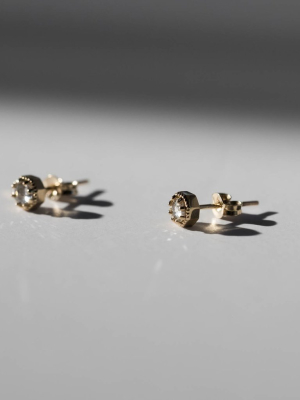 Petite Crown Bezel Diamond Earrings