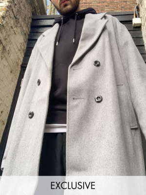Collusion Oversized Faux Wool Overcoat In Gray