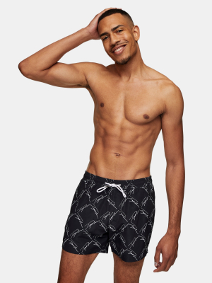 Signature Black All Over Print Swim Shorts