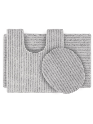 3pc Sheridan Plush Washable Nylon Bath Rug Set - Garland