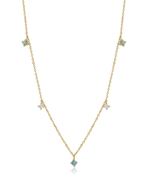 Turquoise & Topaz Drop Necklace