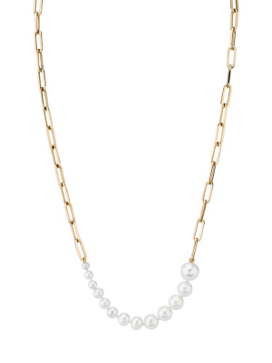 Ascending Pearls Necklace On Rectangular Chain