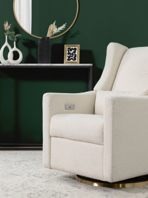 Kiwi Electronic Recliner And Swivel Glider In Ivory Boucle With Usb Port