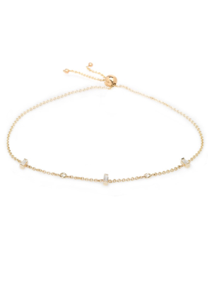 14k Floating And Baguette Diamond Bolo Bracelet