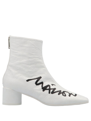 Mm6 Maison Margiela Logo Printed Ankle Boots